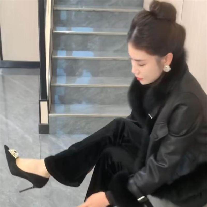 轻奢复古时尚加棉外套女2024冬季新款高级感毛毛拼接显瘦短外套潮,淘宝优惠券,粉丝福利购,淘宝优惠卷