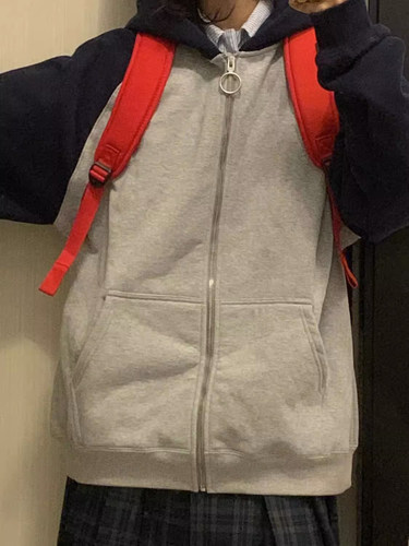 女童棒球服加绒加厚秋冬新款外套12岁13中大童15日系连帽卫衣炸街 - 图0