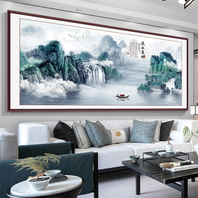 新中式聚宝盆装饰画客厅沙发背景墙壁画办公室中国风大气山水字画,淘宝优惠券,粉丝福利购,淘宝优惠卷