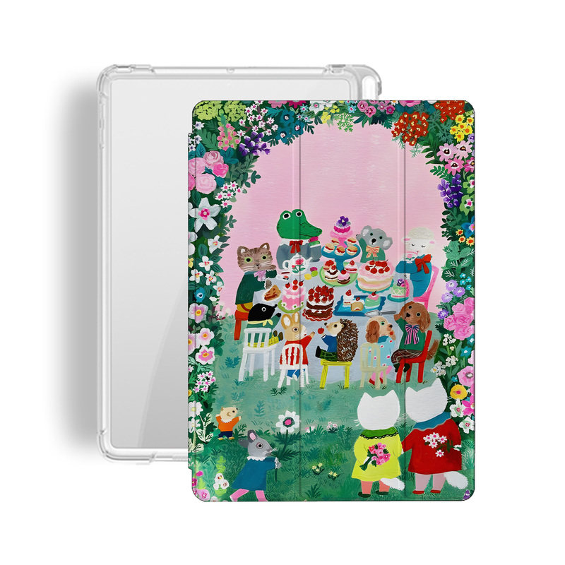 绘画艺术风小动物花园聚餐小众可爱潮流适用于苹果2022款iPadPro12.9/11三折保护壳air5/mini6防摔气囊平板壳,淘宝优惠券,粉丝福利购,淘宝优惠卷