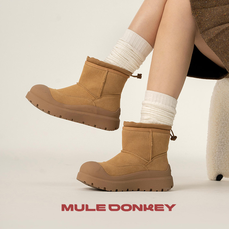 多嘴驴Donkey东北雪地靴女冬季中筒保暖面包棉鞋厚底加绒加厚棉靴,淘宝优惠券,粉丝福利购,淘宝优惠卷