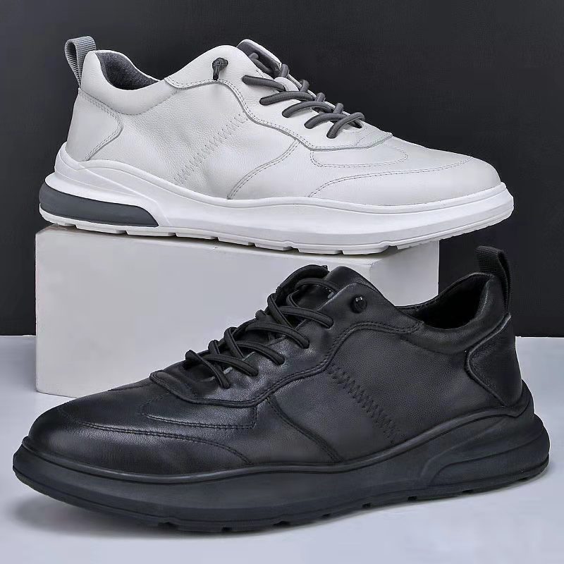 全黑色皮鞋软底工作鞋防水防滑运动休闲鞋酒店男鞋透气45码46大码 - 图3