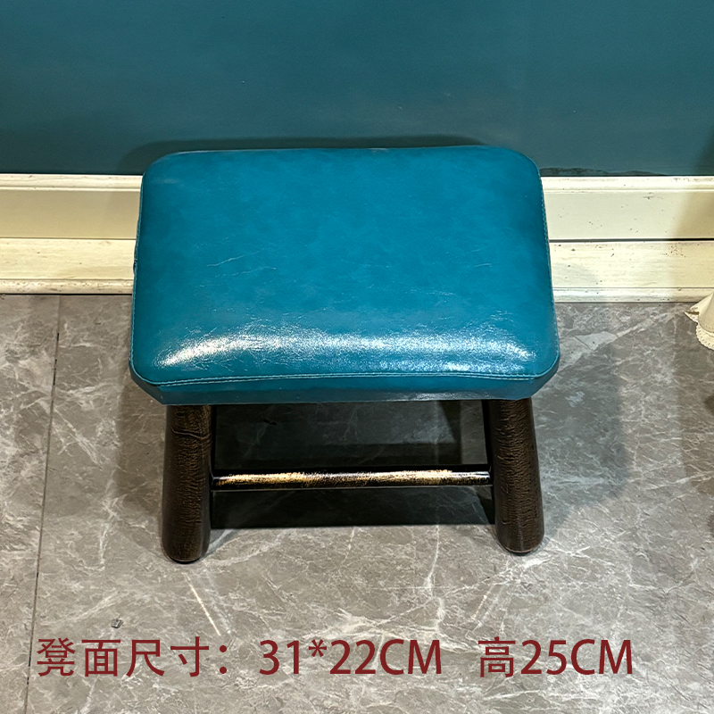 美式乡村实木长方小凳子家用客厅茶几沙发软矮凳门口换鞋凳免安装 - 图2