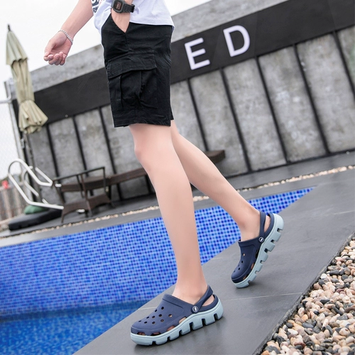 Пляжная обувь, тапочки в стиле Crocs на платформе, летние нескользящие босоножки, коллекция 2024 года, для влюбленных, большой размер