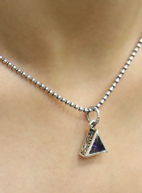 幻彩纯银日韩风项链吊坠镶嵌宝石