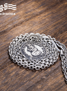 音乐硬币圆牌纯银长项链