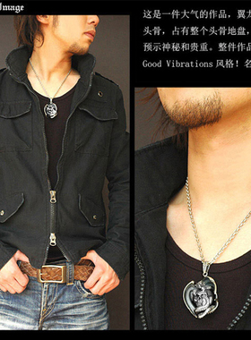 金色骷髅项链朋克风吊坠