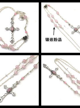 水晶十字架女士项链日韩风吊坠