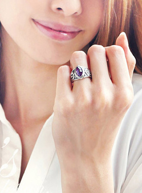 猫眼纯银复古男女款戒指