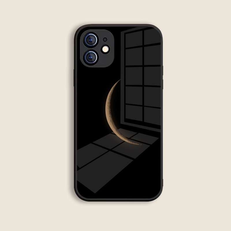 ins风土星月亮适用苹果14手机壳iphone13promax情侣任意机型12/11定制一对玻璃华为p50小米k60oppovivo简约