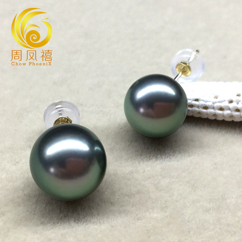 进口大溪地黑珍珠耳钉天然海水珠18K黄金耳环正圆经典款正品气质,淘宝优惠券,粉丝福利购,淘宝优惠卷