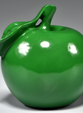 苹果绿色木苹果雕刻摆件