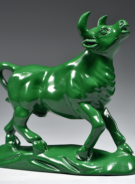 绿色牛摆件木质雕刻十二生肖