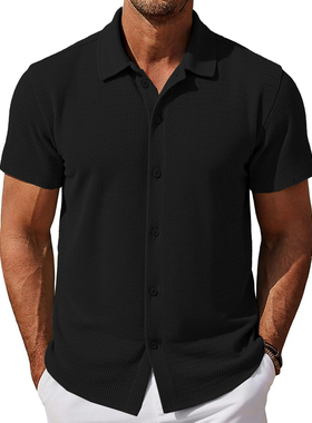 欧美男装短袖衬衫美式夏季衬衣潮