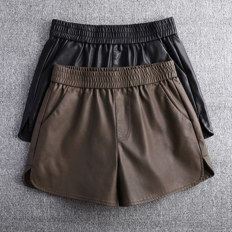 皮短裤2021秋冬新款a字休闲pu皮裤 欣聚荣休闲裤