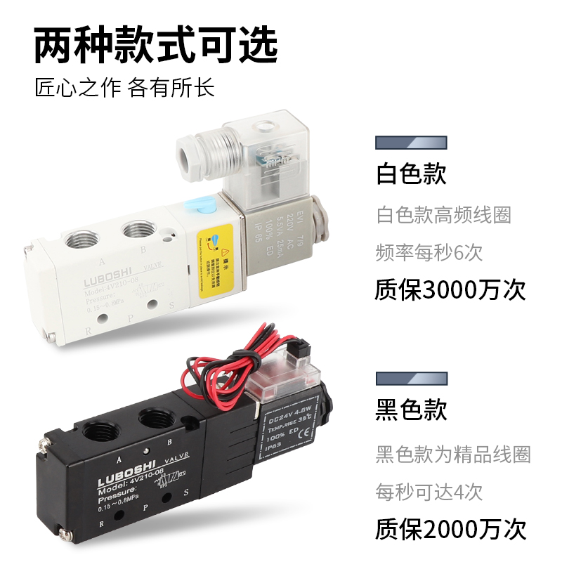 气动电磁阀4v210-08气控换向阀二位五通24v12V220v气阀控制阀线圈