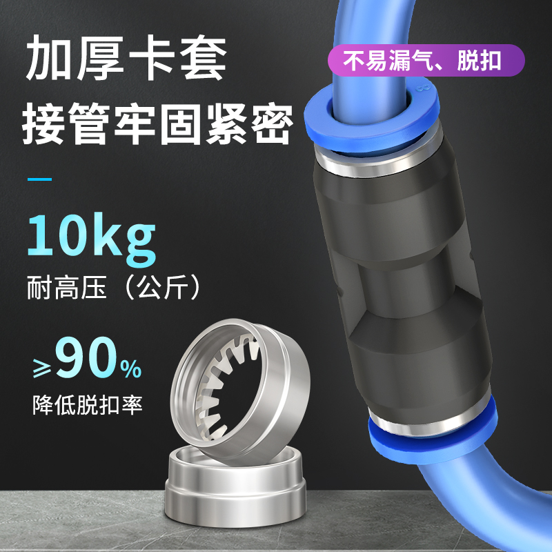 气管快速接头PU直通PG/三通PE/PY4 6 8 12/PEG/PW变径10-8mm快插 - 图0