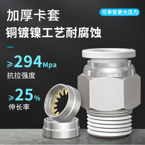 气动气管快速接头快插螺纹8mm直通三通气管接头配件大全PC8-02/m5 - 图1