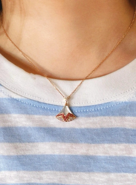 25新款时尚百搭简约粉蓝裙子项链