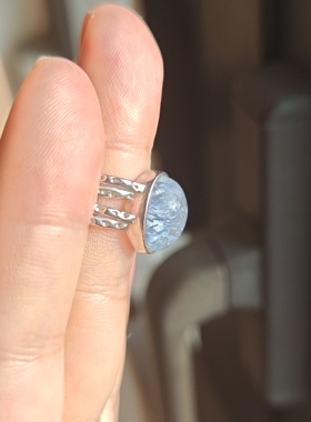 天然水晶蓝针戒指925纯银镶嵌一物一景完美主义者慎拍