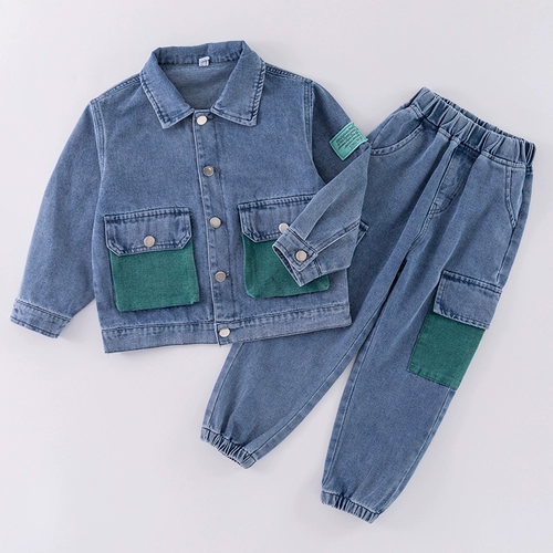 Джинсовый осенний комплект для мальчиков, спортивная форма для отдыха, коллекция 2022, в корейском стиле, подходит для подростков