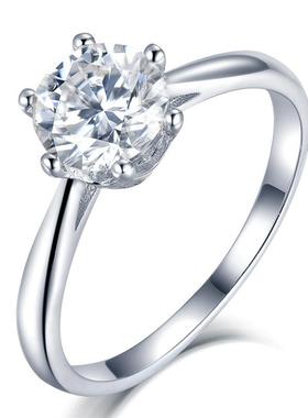 源头工厂银戒指莫桑石戒子珠宝锆石戒指纯银S925欧美爆款