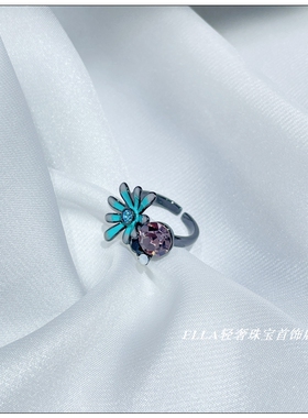 戒指女珐琅工艺小清新小雏菊花朵