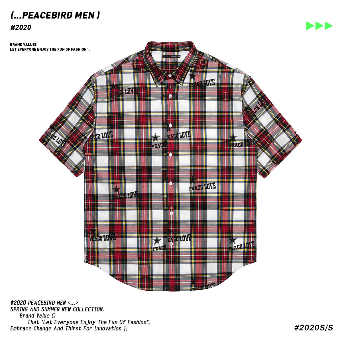 太平鸟男装2020夏季新品男士#衬衫 太平鸟男装outlets店衬衫