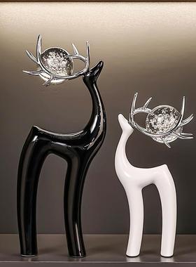 摆件小鹿轻奢高档高级感客厅酒柜电视柜家居装饰品现代福禄双至