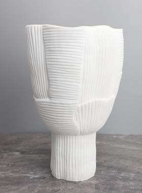 现代简约鼎纹插花花器摆件样板房茶几客厅艺术软装饰品家居大花瓶