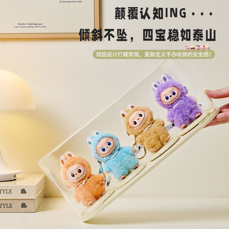 Heart password labubu figure storage box labubu pendant transparent protective cover blind box storage display cabinet