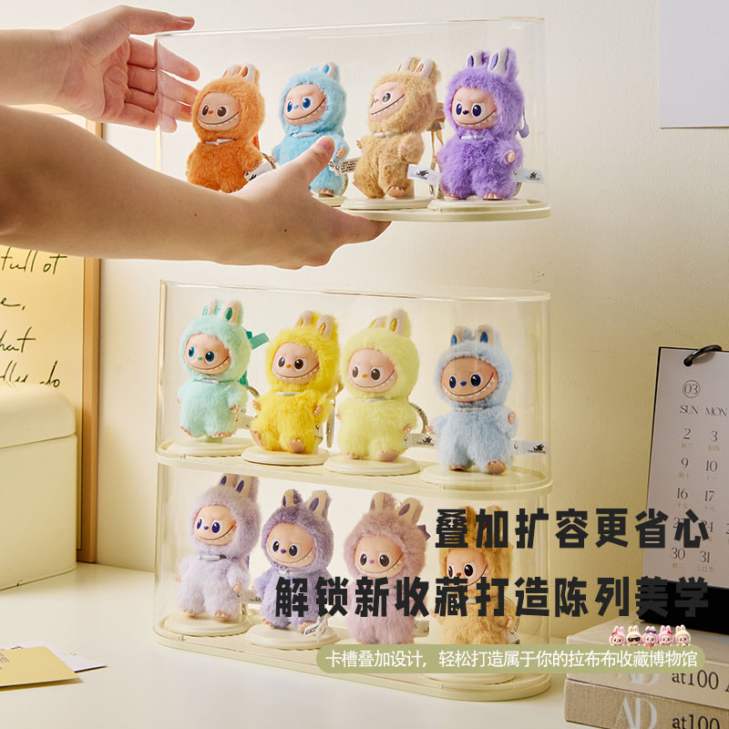 Heart password labubu figure storage box labubu pendant transparent protective cover blind box storage display cabinet