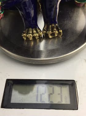 仿古铜器 古玩收藏景泰蓝门狮一对 做工精细 工艺独特