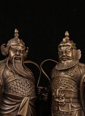 纯铜门神摆件招财神像铜像复古人物佛像门神秦琼尉迟恭家居摆件