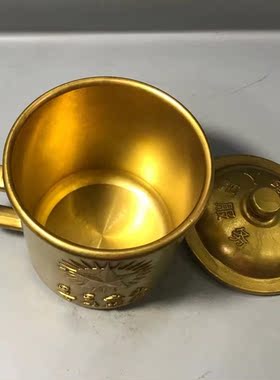 黄铜毛主席茶杯茶缸酒杯复古白酒小茶缸铜茶水杯套装家用客厅