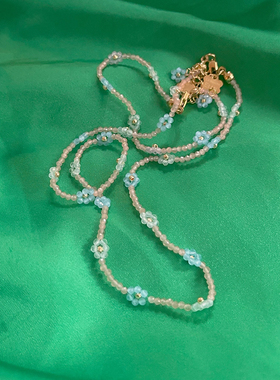 Ettoi彩色串珠花朵项链女