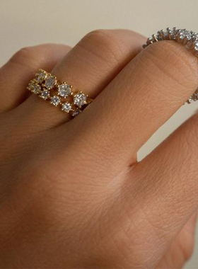 满钻戒指排戒叠戴小众设计冷淡风