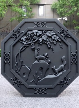 中式仿古砖雕福字八角影壁墙挂饰