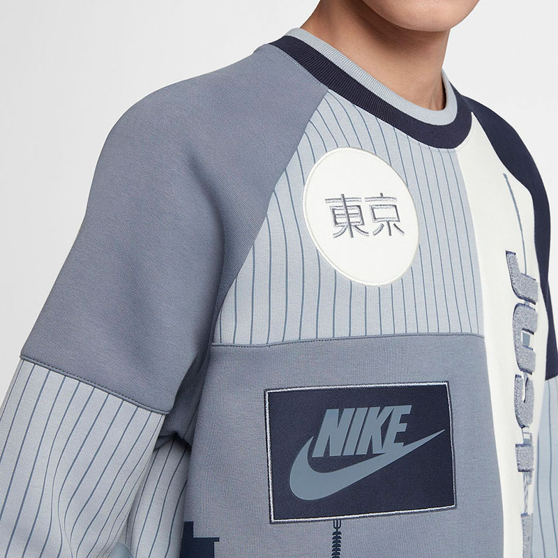 Nike/耐克正品CREW城市版多色拼接男卫衣东京伦敦限定AR1990-464-图2