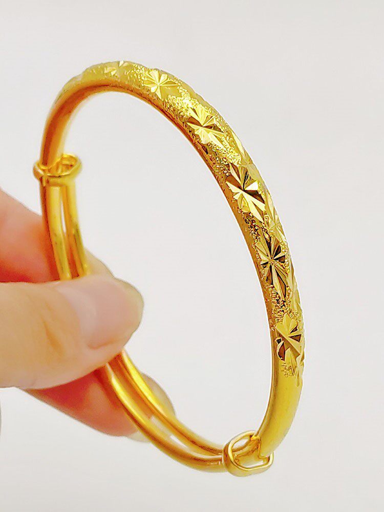女士久不掉色24k金祥豪沙金手镯 梦豪手镯