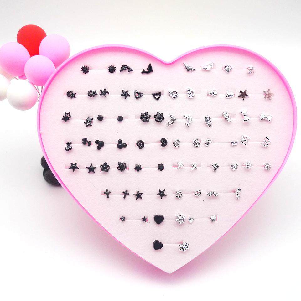 一盒36对韩版塑料女学生软陶耳钉 梦豪耳夹