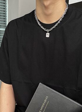 钛钢项链男潮高级感原创设计小众配饰女高街潮牌男士链子挂件吊坠