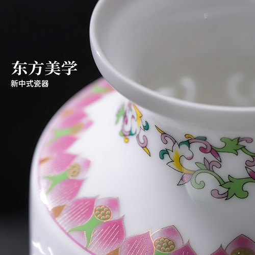 景德镇官方陶瓷玲珑雕刻花瓶家居客厅餐桌装饰品摆件送礼教师节 - 图1