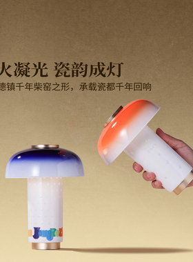 景德镇玲珑雕刻白瓷蘑菇星窑灯