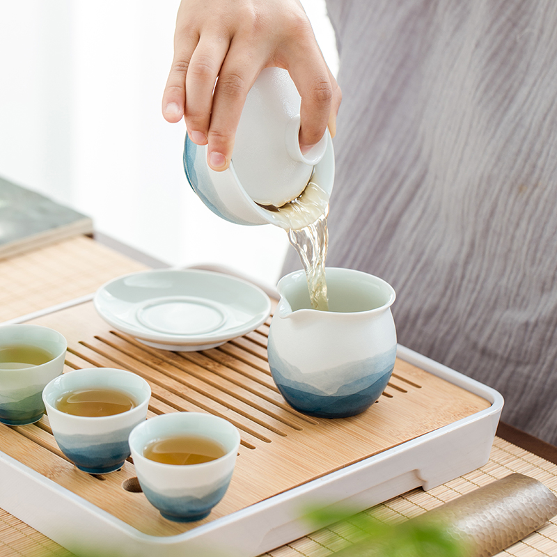 景德镇官方国货陶瓷茶具套装中式茶壶品茗茶杯家用三才盖碗乔迁礼 - 图2