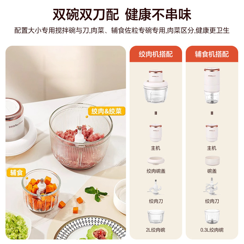 荣事达绞肉机家用多功能辅食机婴儿料理机小型电动搅拌机蒜泥神器,淘宝优惠券,粉丝福利购,淘宝优惠卷
