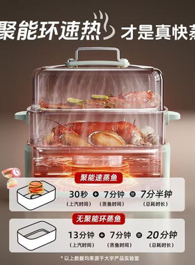 大宇电蒸锅家用不锈钢多功能锅蒸煮炖锅三层全自动预约电火锅S27