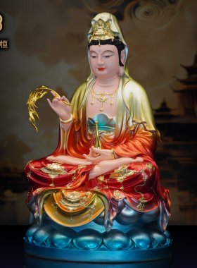 观音菩萨金童玉女佛像树脂神像摆件供奉家用