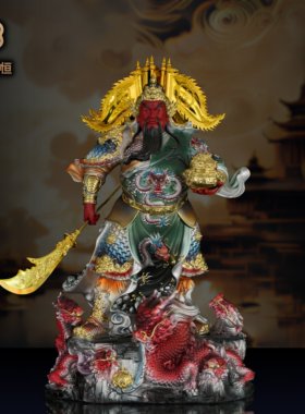 武财神九龙关公供奉神像关二爷摆件家用招财树脂公司店铺开业关羽