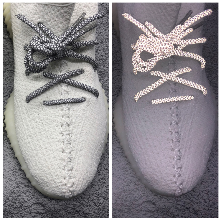 天使满天星Yeezy350椰子500 700 夜间反光aj1球鞋圆形3M反光鞋带 - 图0